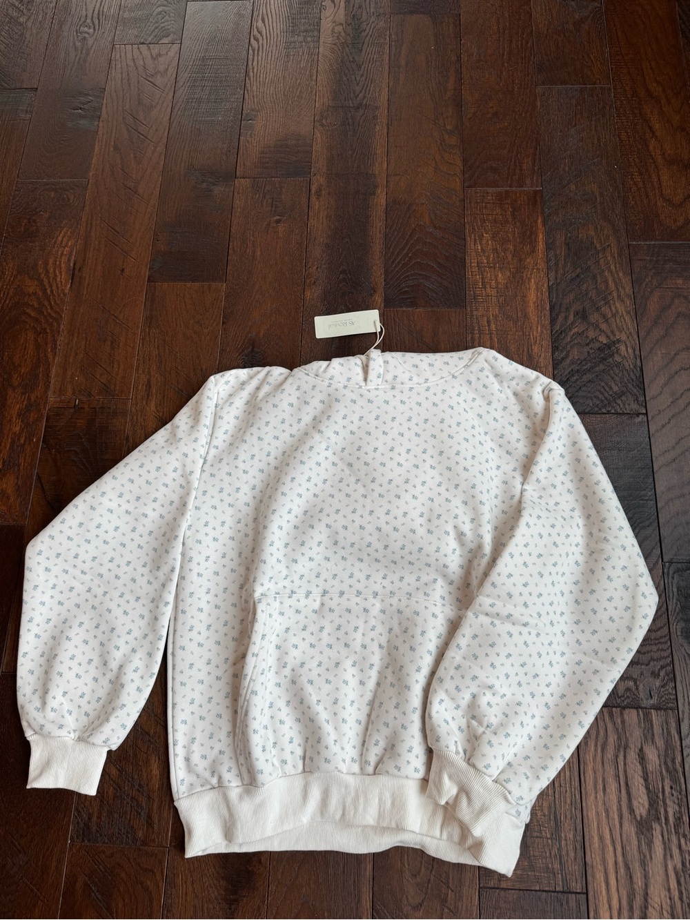 Altar'd State White Sweatshirt with Blue Floral Print